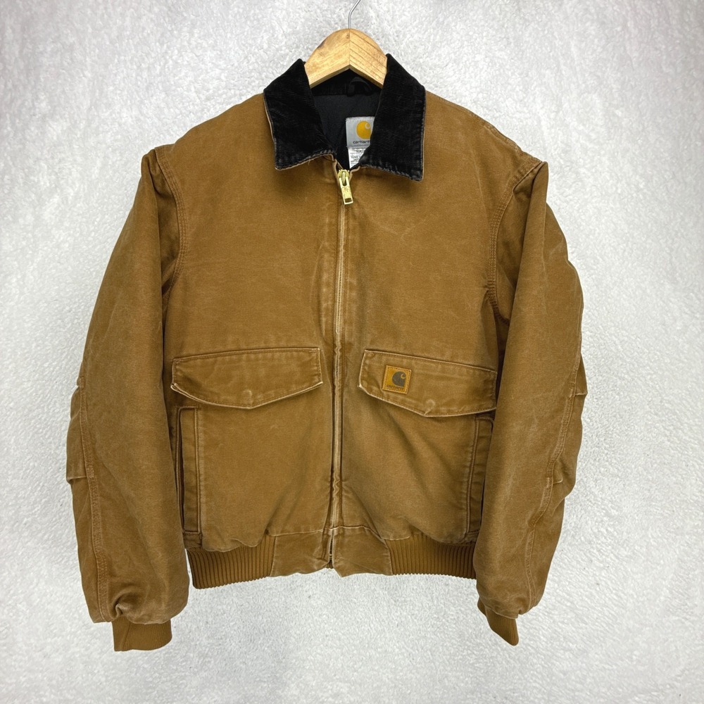 Carhartt Sandstone Bomber‎ Jacket Quilt Lined Mens Medium J165 BRN Brown